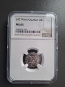 10 groszy 1977 r. NGC MS 65