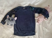 Next bluza z cekinami na ramionach 140-146 granatowa mieniąca dziewczęca