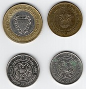 10 filsów 2010, 25 filsów 2005 i 2007, 100 filsów 2011. Bahrajn. (4 szt.)