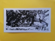 Żuraw na drodze- linoryt Warmia- Mazury