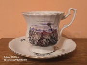 Filiżanka myśliwska ze spodkiem. Zając szarak. Darz Bór.