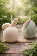 Zestaw 2 świec dekoracyjnych – jajko & królicze uszka | wosk sojowy |