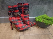 Botki na szpilce szkocka krata 