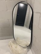 Lustro owalne w metalowej czarnej ramie loft ścienne wiszace 50x100cm