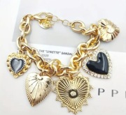 Bransoletka z sercami "na bogato" łańcuszek gruba modna duże detale