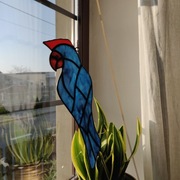 Papuga niebieska -zawieszka witraż 