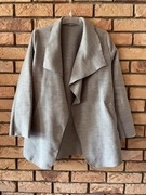 Włoska L 40 szara wełniana ponczo peleryna narzutka płaszcz trencz