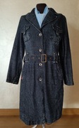 Wiosenny płaszcz jeansowy z paskiem L/40 XL/42 + gratis szal