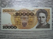 BANKNOT PRL 20000 ZŁOTYCH 1989 ROK SERIA AM SKŁODOWSKA UNC