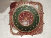 ręcznie malowana mosiężna misa  taca patera vintage