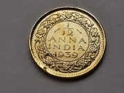 Moneta Indie Brytyjskie 1/12 Anna, 1939 Rupia Bez Znaku Mennicy Rzadkość