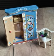 Mebelki drewniane vintage Dora Kuhn szafa wardrobe malowana PRL