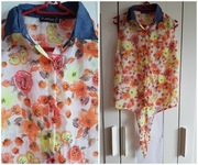 50. BLUZKA / KOSZULA / MGIEŁKA _KWIATY_ JEANS S/M