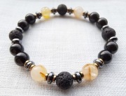 Bransoletka Onyks Lawa Wulkaniczna Cytryn Hematyt rękodzieło 