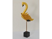 Flaming - origami modułowe 3D, papier - metaliczny złoty kolor - ptak