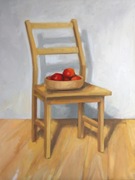 Obraz olejny -  jabłka na krześle