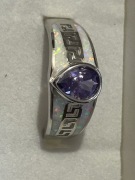 Obrączka srebro 925 z ametystem i opalem r.22