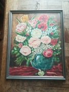 Stary obraz Róże sygnowany Gdynia 46 AE