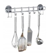 DRĄŻEK KUCHENNY UCHWYT WIESZAK SREBRNY HACZYKI ORGANIZER 31 CM