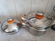 Zestaw 3 garnków Elitte Cook stal nierdzewna indukcja duża pojemność nowe