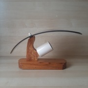 Kinkiet PRL drewno i szkło motyw żagiel i fale