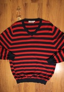 Sweter Dressmann r. XL granatowo-czerwony męski paski bawełna 