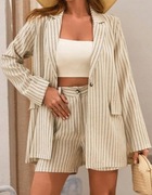 Elegancki komplet S marynarka + spodenki w paski