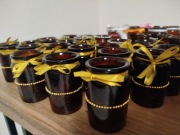 Słoiczki ozdobne brązowe PRL , na wesela  100 ml- zestaw 19 szt 