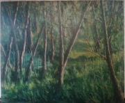 Obraz olejny ręcznie malowany Pejzaż Natura Las Drzewa