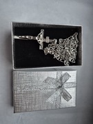 Piękny naszyjnik damski męski krzyż w złotym kolorze plus