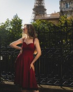 Wine Red 1950s Lace Solid Swing Dress RETRO STAGE