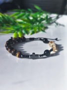 Bransoletka Różaniec - tygrysie oko, cytryn, czarny turmalin, hematyt