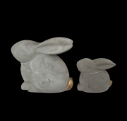 Zestaw figurki zając królik 2 sztuki betonowe szare loft Wielkanoc Nowe