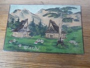 Stara szkatułka drewniana ręcznie malowana KRAKÓW ZOBACZ 