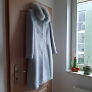 Jass - błękitny, wełniany płaszcz, rozm. 44