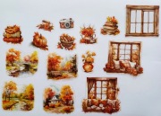 naklejki 30 szt okna natura jesień pomarańcz scrapbooking