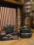 Garnki brytfanki marmurkowe 3szt czarne lub szare