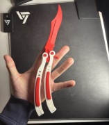 Butterfly knife red-white