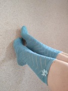 ażurowe szydełkowe  turkusowe szmaragdowe skarpetki  podkolanówki