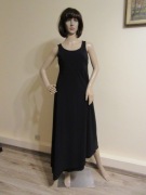 SARAH PACINI długa czarna asymetryczna sukienka dwuwarstwowa_ XS