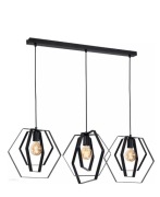 Lampa metalowa czarna potrójna Hexagon