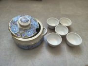 KOMPLET - DUŻA WAZA FAJANS 13 x 25 CM + 5 x MAŁA MISECZKA