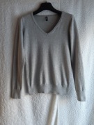 Sweter w serek, szary, 70 % bawełna, 1982, r.M