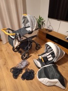 Wózek Bebetto 2w1 – gondola + spacerówka – pełen zestaw akcesoriów!