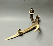 Świecznik z Poroża Jelenia - Handmade - 3 Ramienny - Styl Myśliwski / Loft