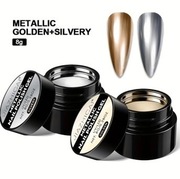 Zestaw 2szt metaliczny lakier hybrydowy do paznokci 2x 8g Złoty i Srebrny