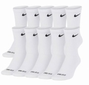 Nike Wysokie Białe Skarpety 39-42 (6 par) Dri-Fit 