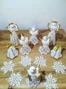 Zawieszki na choinke Aniołki  Szydełkowanie Zestaw