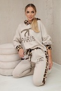 Komplet dresowy damski Paris Bluza + Spodnie beżowy