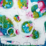 „Zielony zakątek” - abstrakcja - obraz akryl/ płótno 40x40 - M.Rakoczy